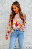 Deanwangkt - Multicolor Abstract Print Long Sleeve Blouse