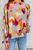 Deanwangkt - Multicolor Abstract Print Long Sleeve Blouse