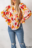 Deanwangkt - Multicolor Abstract Print Long Sleeve Blouse