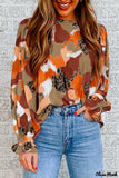 Deanwangkt - Multicolor Abstract Print Long Sleeve Blouse