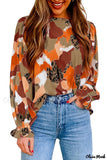 Deanwangkt - Multicolor Abstract Print Long Sleeve Blouse