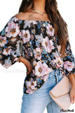 Deanwangkt - Black Floral Off Shoulder Blouse