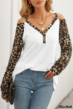 Deanwangkt - Leopard V-Neck Long Sleeve Blouse