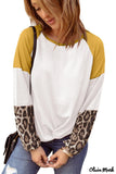 Deanwangkt - Black Waffle Knit Leopard Long Sleeve Twist Knot Blouse