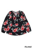 Deanwangkt - Multicolor Peasant Blouse With Floral Print