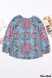 Deanwangkt - Multicolor Peasant Blouse With Floral Print