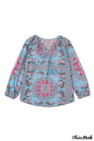 Deanwangkt - Multicolor Peasant Blouse With Floral Print