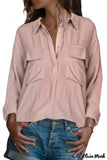 Deanwangkt - Khaki button down long sleeve shirt with pocket