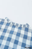 Deanwangkt - Sky blue checked ruffled button-down shirt