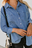 Deanwangkt - Buttoned denim shirt with turn-down collar and long sleeves