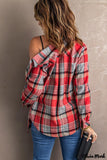 Deanwangkt - Red checkered button down blouse with pocket