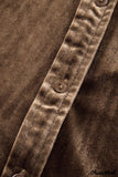 Deanwangkt - Navy Velvet Button Pocket Long Sleeve Shirt