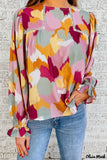 Deanwangkt - Multicolor Abstract Print Long Sleeve Blouse