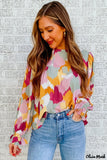 Deanwangkt - Multicolor Abstract Print Long Sleeve Blouse