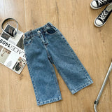 deanwangkt Spring Unisex Kids fashion all-match straight jeans 1-8Years boys trousers girls loose denim pants