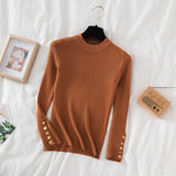 deanwangkt Thick Sweater Long Sleeve Pullover Autumn Winter Clothes Button O Neck Sweater Female Casual Streetwear Knitted Top Soft Jumper