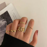 Bohemian Geometric Rings Set For Women Vintage Star Moon Flower Knuckle Finger Ring Women Girl Fashion Jewelry Gift