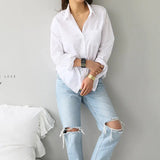 deanwangkt Cotton Blouse White Shirt Fashion Women Blusas Mujer De Moda OL Style Tops Casual Ladies Long Sleeve Shirts and Blouses