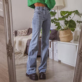deanwangkt Y2k Denim Pants For Women Vintage Star Pattern Blue Flare Jeans Female New Harajuku High Waist Full Length Trousers Capris