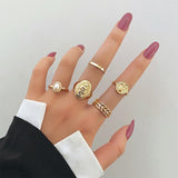 Bohemian Geometric Rings Set For Women Vintage Star Moon Flower Knuckle Finger Ring Women Girl Fashion Jewelry Gift