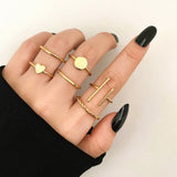 Bohemian Geometric Rings Set For Women Vintage Star Moon Flower Knuckle Finger Ring Women Girl Fashion Jewelry Gift