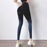 DEANWANGKT Gradient Color Energy Legging Women Workout Fitness Jogging Running Leggings Gym Tights Stretch Sportswear Yoga Pants