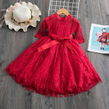 deanwangkt Elegant Flower Girls Dress Wedding Party Princess Dress Casual Kids Clothes Lace Long Sleeves Dress Children's Vestidos For 3-8T