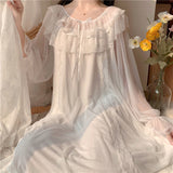 Sleepwear Women Nightwear Women's Sweet New Summer Long-sleeved Sexy Lace Home Clothes Night Gown Sleep Dress