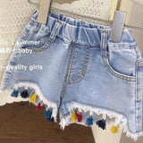 Summer Baby Girl Outfit Set New Born Baby Girl Clothes 2 Pcs Vest Pant Fashion Print Kids Denim Shorts Korea Style