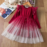 deanwangkt Elegant Flower Girls Dress Wedding Party Princess Dress Casual Kids Clothes Lace Long Sleeves Dress Children's Vestidos For 3-8T