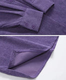 deanwangkt Corduroy Purple Top Button Up Women Shirts Long Sleeve Turn Down Collar Oversized Loose Outerwear Spring Blouse