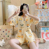 deanwangkt Summer Short pink Pajamas For Women Cute Girl Sleepwear Kimono Pajama Sets Pyjamas Casual Sleepwear Homewear Lounge Fashion