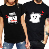 Wenkouban Funny New Couple Clothes Summer Tees Women T-Shirt Cotton Print Nutella T Shirt Women Tops Couple Harajuku T Shirts