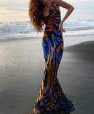 deanwangkt Sexy Off Shoulder Print Summer Long Dress Women Backless Bandage Beach Dresses Female Casual Party Boho Vestidos