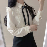 deanwangkt Hot Sales Women Cute Sweet Girls Preppy Style Tops Blouses Formal FLHJLWOC Office Lady Basic White Button Shirts