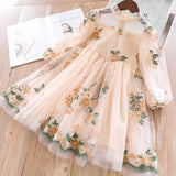 deanwangkt Elegant Flower Girls Dress Wedding Party Princess Dress Casual Kids Clothes Lace Long Sleeves Dress Children's Vestidos For 3-8T