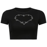 Letter Print Crop Top Graphic T Shirts O Neck Sexy Top Women Short Sleeve T-Shirts Fairy Grunge Slim Basic Baby Tees Y2K Clothes