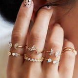 Bohemian Geometric Rings Set For Women Vintage Star Moon Flower Knuckle Finger Ring Women Girl Fashion Jewelry Gift