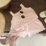 Summer Baby Girl Outfit Set New Born Baby Girl Clothes 2 Pcs Vest Pant Fashion Print Kids Denim Shorts Korea Style