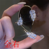 Shiny Zircon Butterfly Ear Cuff Gold Color Tassel Clip On Earrings For Women Korea Style Copper Earring Without Piercing Jewelry