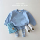 deanwangkt Korean Baby Cotton Kintting Clothing Sets Kids Boy Girls Outfit Spring Autumn Teenage Infant Tracksuit Pullovers Tops+Pants 2PCS