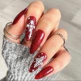 solvbao 24Pcs Long Ballet Christmas False Nails Wearable Xmas Style Fake Nails Elk Santa Claus Design Full Cover Press on Nail Tips