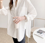 deanwangkt Graduation Gifts  Long Sleeve Cotton White Blouse Women  Plus Size Loose Women Shirts Blouses Casual Office Lady Button Shirt Tops Blusa 11456