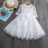 deanwangkt Elegant Flower Girls Dress Wedding Party Princess Dress Casual Kids Clothes Lace Long Sleeves Dress Children's Vestidos For 3-8T