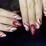 solvbao 24Pcs Long Ballet Christmas False Nails Wearable Xmas Style Fake Nails Elk Santa Claus Design Full Cover Press on Nail Tips