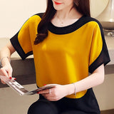 Graduation Gifts  fashion women blouses  women blouse shirt short Sleeve plus size chiffon blouse women shirts womens tops and blouses 3397 50