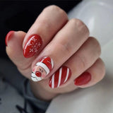 solvbao 24Pcs Long Ballet Christmas False Nails Wearable Xmas Style Fake Nails Elk Santa Claus Design Full Cover Press on Nail Tips