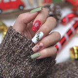 solvbao 24Pcs Long Ballet Christmas False Nails Wearable Xmas Style Fake Nails Elk Santa Claus Design Full Cover Press on Nail Tips