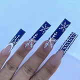 solvbao 24Pcs Long Ballet Christmas False Nails Wearable Xmas Style Fake Nails Elk Santa Claus Design Full Cover Press on Nail Tips