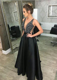 DEANWANGKT Deep V-Neck Sequined Evening Robe Dress Fashion Elegant Backless Black Long Sweep Train For Women Cocktail Prom Dress